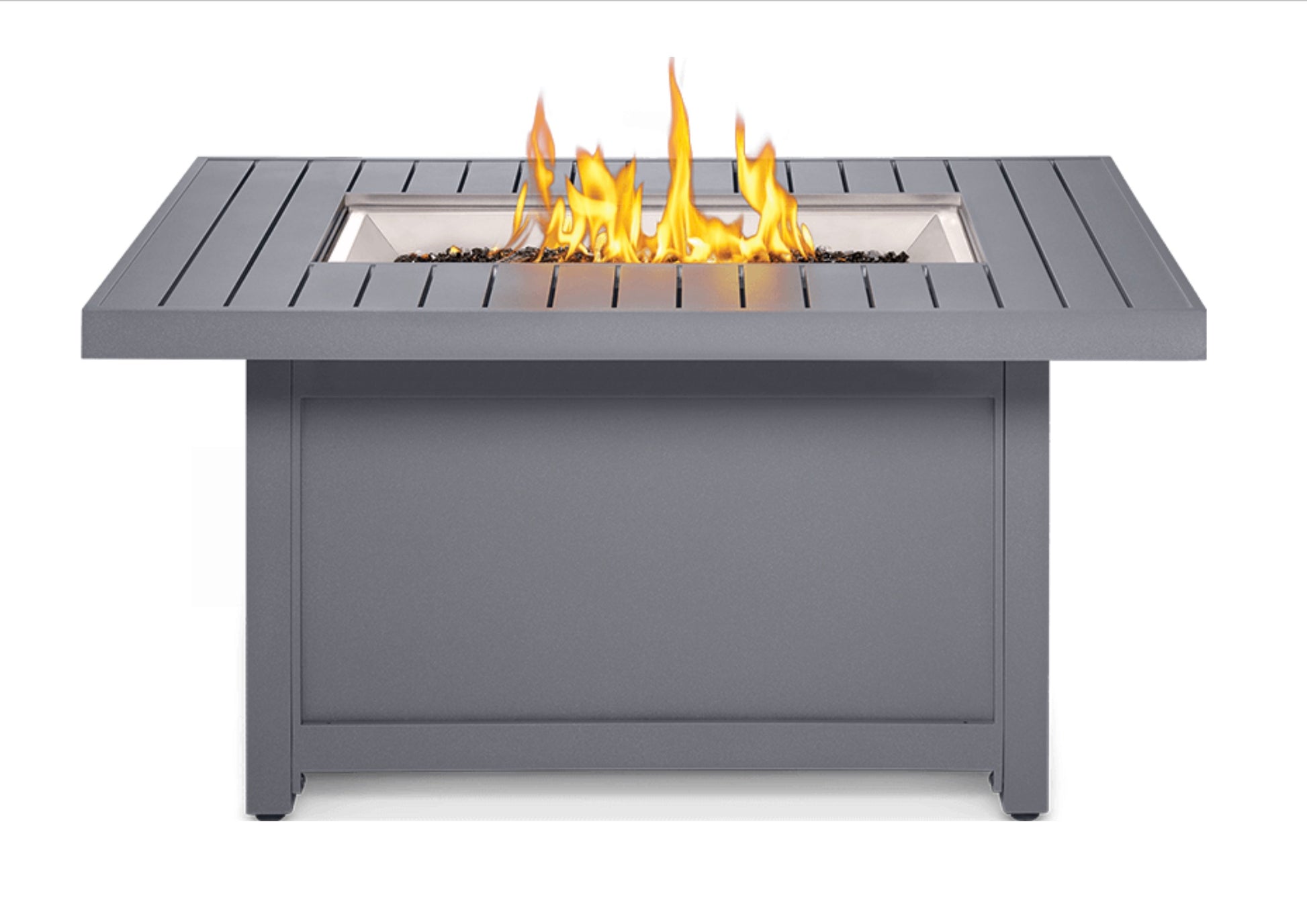 Napoleon Hamptons Patioflame Rectangular Fire Table - lit with flame